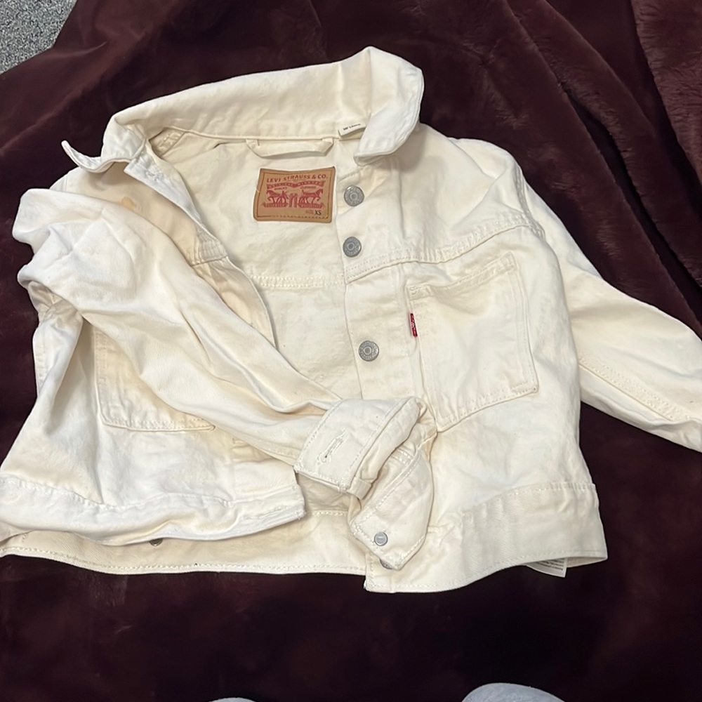 Off white Levi’s denim jacket, like new. Bought for $110 selling for $65 obo.